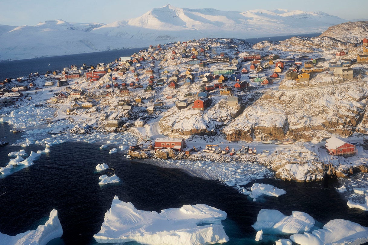 Town of Uummannaq, Greenland, in October  2009