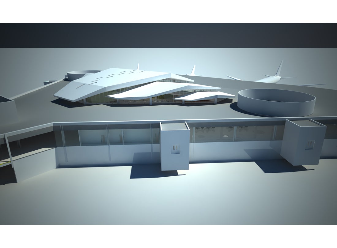 Departures lounge and gate positions exterior rendering  2010