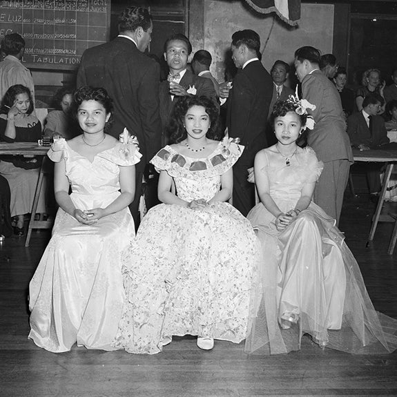 Anita Alfafara, Ethel Canlas, and Luz Incarnacion Vie for the Title of Queen at a Box Social  1950s