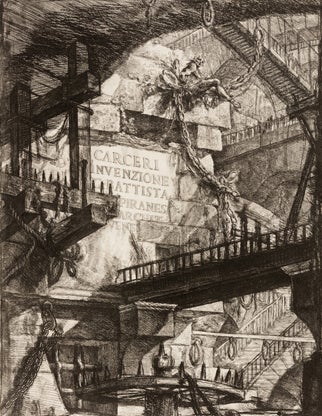 Plate I: Title Plate  1760; Carceri d’Invenzione (Imaginary Prisons); 2nd Edition; 16 Plates; Giovanni Battista Piranesi (Mogliano Veneto 1720 – 1778 Rome); etching on laid paper; 21.5 x 16 in; L2016.2101.075