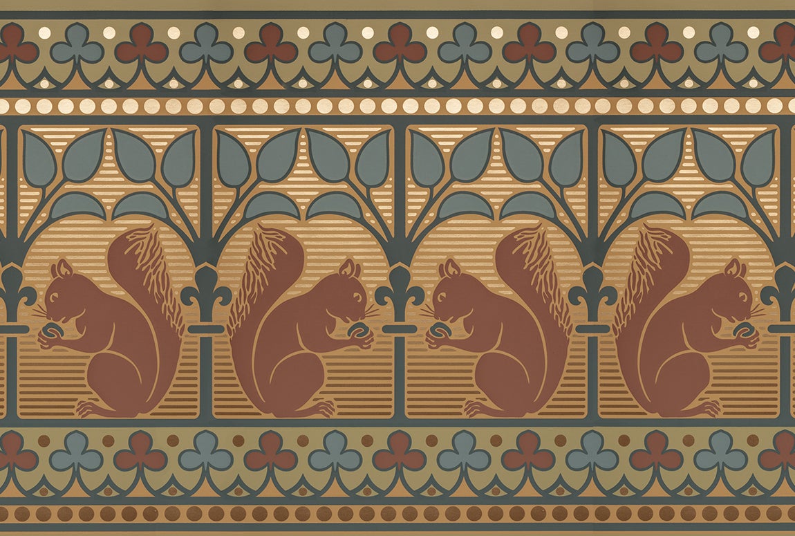 High Victorian Gothic squirrel frieze  2021 Bradbury & Bradbury Art Wallpapers