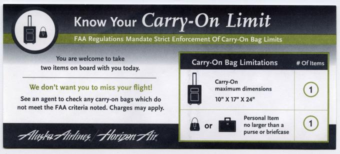 alaska airlines carry on regulations