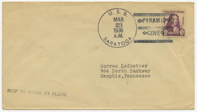 airmail flight cover: U.S. Navy, USS Saratoga - Pyramid Cove Ship-to ...