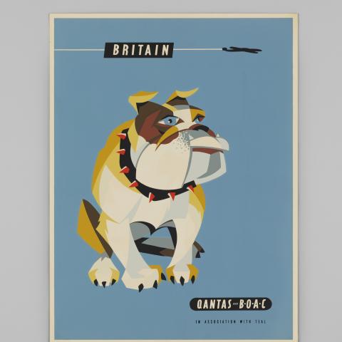 Qantas Empire Airways Britain travel poster  c. 1956