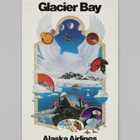 Alaska Airlines Glacier Bay travel poster  c. 1980