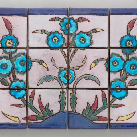 Floral-motif cuerda seca tiles  c. 1920–36 