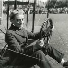 Arthur “Art” Smith in his Smith-Curtiss Pusher at the Panama-Pacific International Exposition, San Francisco  1915