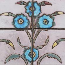 Floral-motif cuerda seca tiles  c. 1920–36 